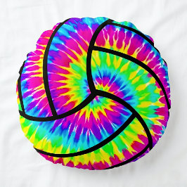 Tye-Dye Volleybal Mooie Kleurrijke Sport Rond Kussen