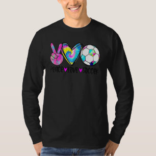 Tye Dye Vrede Liefde Voetbal Schattig Ontwerp Hart T-shirt