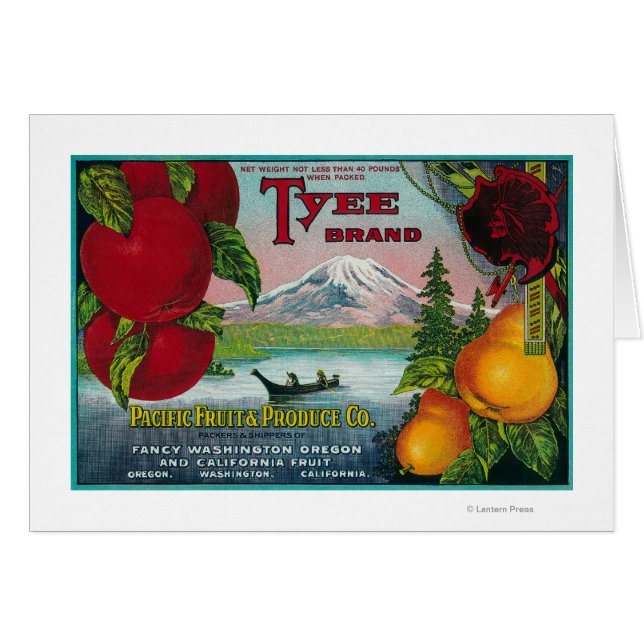 Tyee Pear Crate LabelWA, OR, en CA (Voorkant Horizontaal)