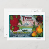 Tyee Pear Crate LabelWA, OR, en CA Briefkaart (Voorkant / Achterkant)