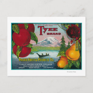 Tyee Pear Crate LabelWA, OR, en CA Briefkaart