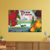 Tyee Pear Crate LabelWA, OR, en CA Canvas Afdruk (Insitu (Woonkamer))