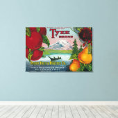 Tyee Pear Crate LabelWA, OR, en CA Canvas Afdruk (Insitu (Houten vloer))