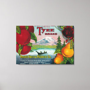 Tyee Pear Crate LabelWA, OR, en CA Canvas Afdruk