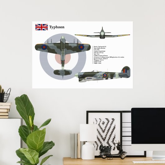 Tyfoon Mk 1B 168 Squadron Poster (Thuiskantoor)