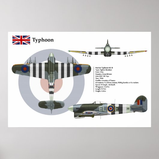 Tyfoon Mk 1B 181 Squadron Poster (Voorkant)