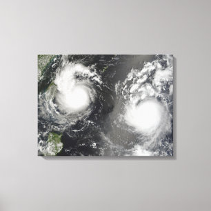Tyfoon Saomai en Tropisch Storm Bopha Canvas Afdruk