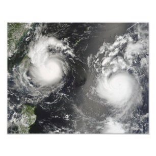 Tyfoon Saomai en Tropisch Storm Bopha Foto Afdruk