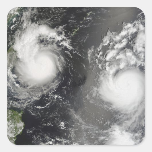 Tyfoon Saomai en Tropisch Storm Bopha Vierkante Sticker (Voorkant)
