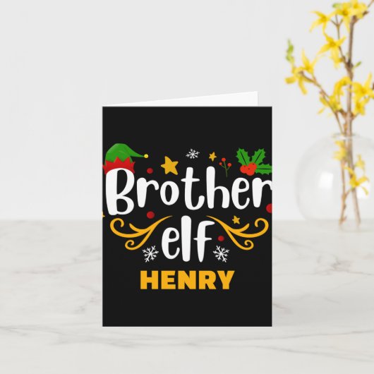 Tygraphy Brother Elf Fun Family Matching T Shirt  Kaart (Gele Bloem)
