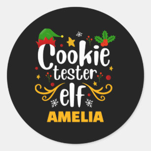 Tygraphy Cookie Tester Elf Familie Matching Ronde Sticker