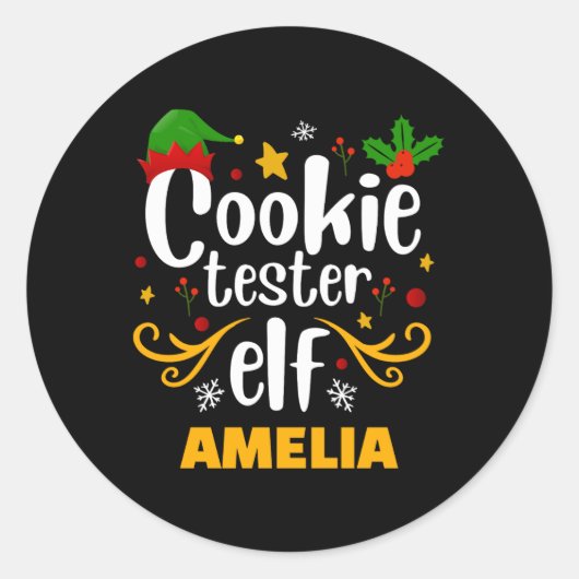 Tygraphy Cookie Tester Elf Family Matching  Ronde Sticker (Voorkant)