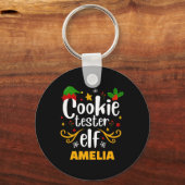 Tygraphy Cookie Tester Elf Family Matching T Shirt Sleutelhanger (Voorkant)