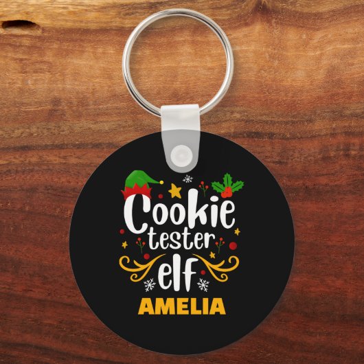 Tygraphy Cookie Tester Elf Family Matching T Shirt Sleutelhanger (Voorkant)
