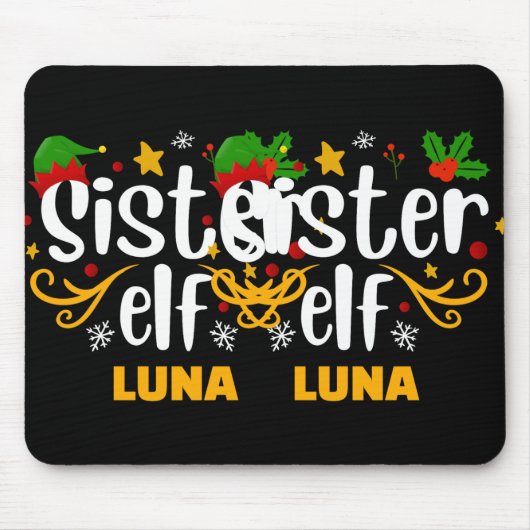 Tygraphy Sister Elf Fun Family Matching T Shirt  Muismat (Voorkant)