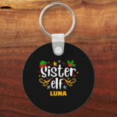Tygraphy Sister Elf Fun Family Matching T Shirt  Sleutelhanger (Voorkant)