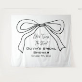 Tying Knot Black Bow Vrijgezellenfeest Foto Achter Wandkleed (Voorkant (horizontaal))