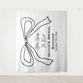 Tying Knot Black Bow Vrijgezellenfeest Foto Achter Wandkleed