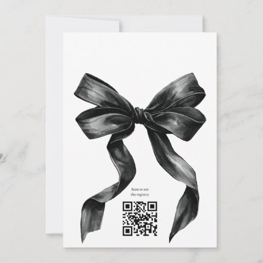 Tying Knot Black Coquette Bow Vrijgezellenfeest QR Kaart (Achterkant)