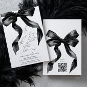 Tying Knot Black Coquette Bow Vrijgezellenfeest QR Kaart