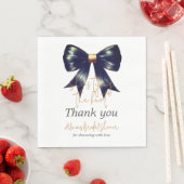 Tying Knot Coquette Gold Black Bow Vrijgezellenfee Servet (Insitu)