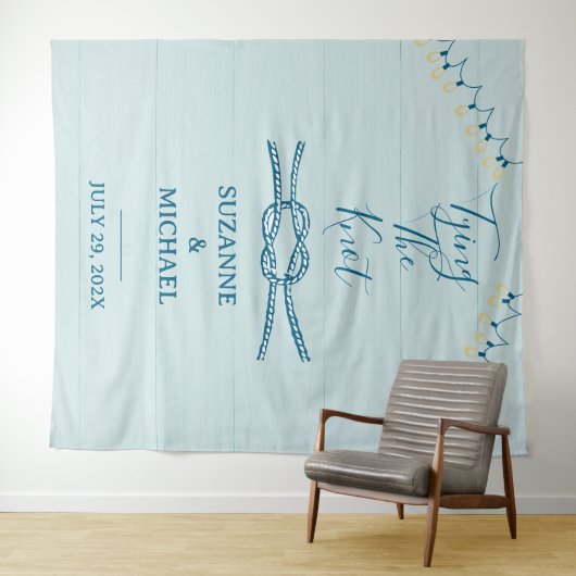 Tying Knot Nautisch Blauw Hout Foto Achtergrond Wandkleed (In Situ (horizontaal))