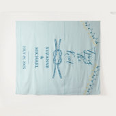 Tying Knot Nautisch Blauw Hout Foto Achtergrond Wandkleed (Voorkant (horizontaal))