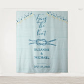 Tying Knot Nautisch Blauw Hout Foto Achtergrond Wandkleed (Voorkant)