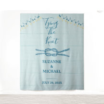 Tying Knot Nautisch Blauw Hout Foto Achtergrond