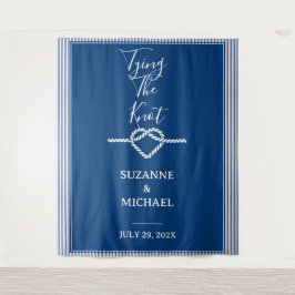 Tying Knot Nautische Marine Blauwe Foto Achtergron Wandkleed