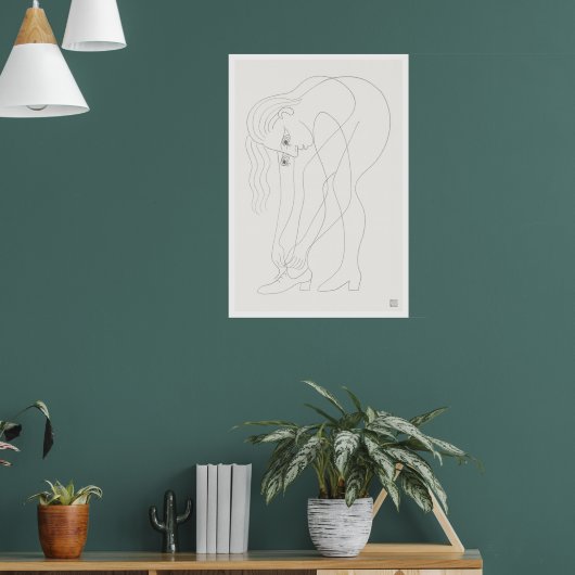 Tying Laces - Large Archival Drawing Print (Woonkamer 1)