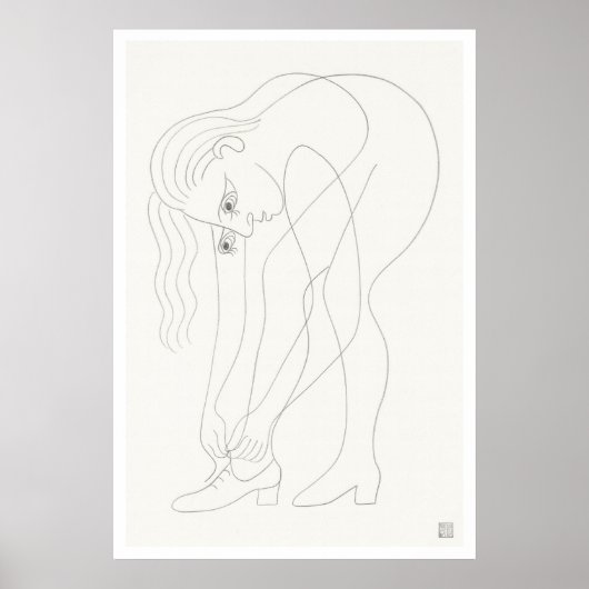 Tying Laces - Large Archival Drawing Print (Voorkant)