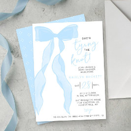 Tying The Knot Elegant Blue Bow Bridal Shower Kaart
