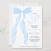 Tying The Knot Elegant Blue Bow Bridal Shower Kaart (Voorkant)
