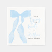 Tying The Knot Elegant Blue Bow Bridal Shower Servet (Voorkant)