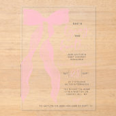 Tying The Knot Elegant Pink Bow Bridal Shower Acryl Uitnodigingen (Voorkant)