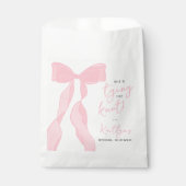 Tying The Knot Elegant Pink Bow Bridal Shower Bedankzakje (Voorkant)