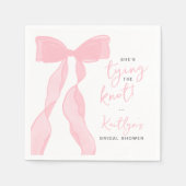 Tying The Knot Elegant Pink Bow Bridal Shower Servet (Voorkant)