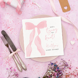 Tying The Knot Elegant Pink Bow Bridal Shower Servet