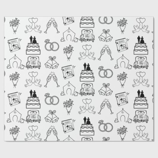 "Tying the Knot" Geïllustreerde Trouwcadeau Wrap Cadeaupapier (Vlak)