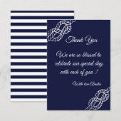 Tying The Knot Nautical Rope White & Navy Wedding Bedankkaart (Voorkant / Achterkant)