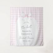 Tying The Knot Pink Bow Bridal Shower Welcome Wandkleed (Voorkant)