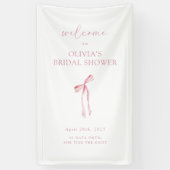 Tying the Knot Pink Bow Vrijgezellenfeest Welkom Spandoek (Verticaal)