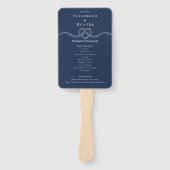 Tying The Knot Rope Heart Navy Wedding Program  Handwaaier (Voorkant)