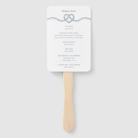 Tying The Knot Rope Heart White Wedding Program  Handwaaier (Achterkant)