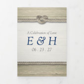 Tying The Knot Rustic Beach Wedding Suite Drieluik Uitnodiging (Cover)