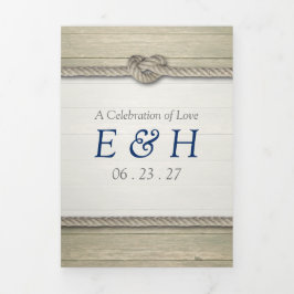 Tying The Knot Rustic Beach Wedding Suite Drieluik Uitnodiging