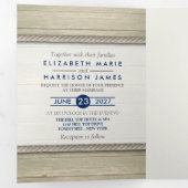 Tying The Knot Rustic Beach Wedding Suite Drieluik Uitnodiging (Binnenzijde eerst)