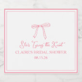 "Tying the Knot" Schattigee Fun Bow Vrijgezellenfe Sparkling Wijnetiket (Enkel label)