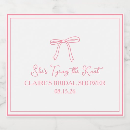 "Tying the Knot" Schattigee Fun Bow Vrijgezellenfe Sparkling Wijnetiket (Enkel label)